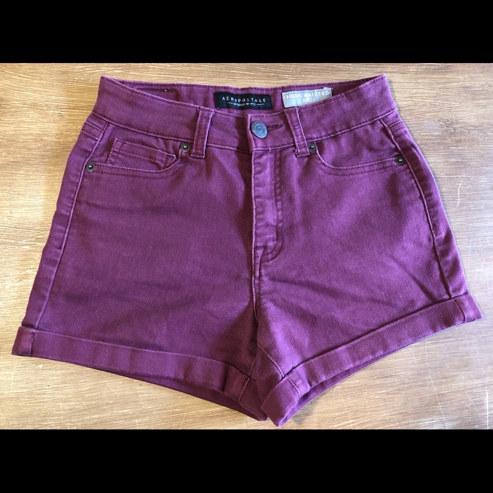 Aeropostale High Waisted Maroon Shorts